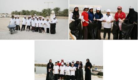 بلدية المنطقة الجنوبية تشارك مدرسة جو بتنظيف الساحل